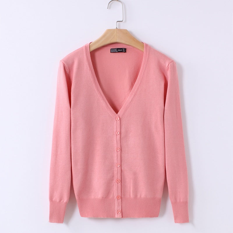 Cardigan, shawl, long-sleeved V-neck short coat