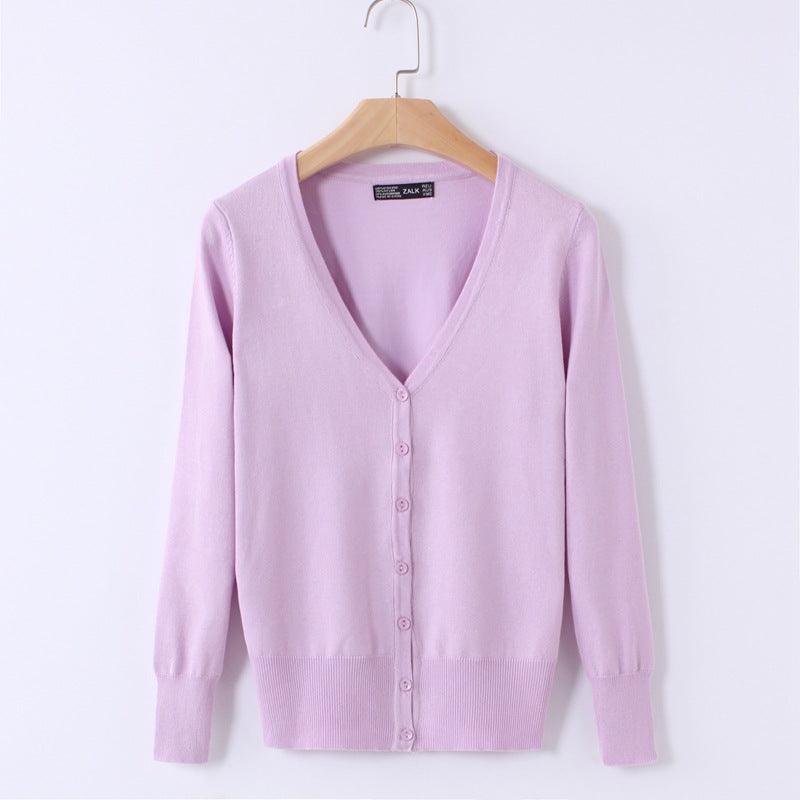 Cardigan, shawl, long-sleeved V-neck short coat