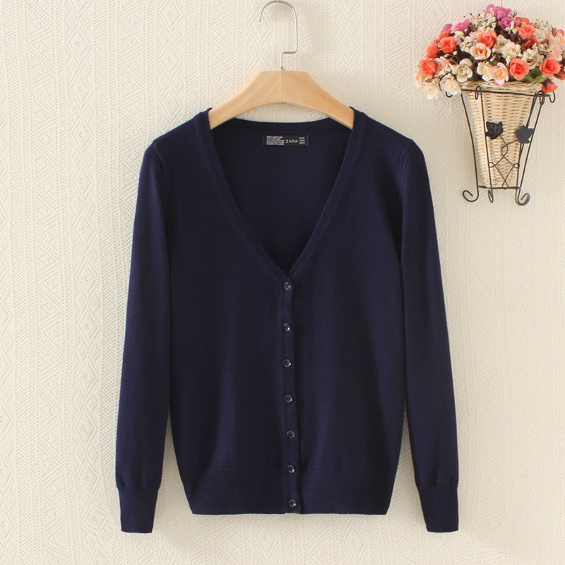 Cardigan, shawl, long-sleeved V-neck short coat