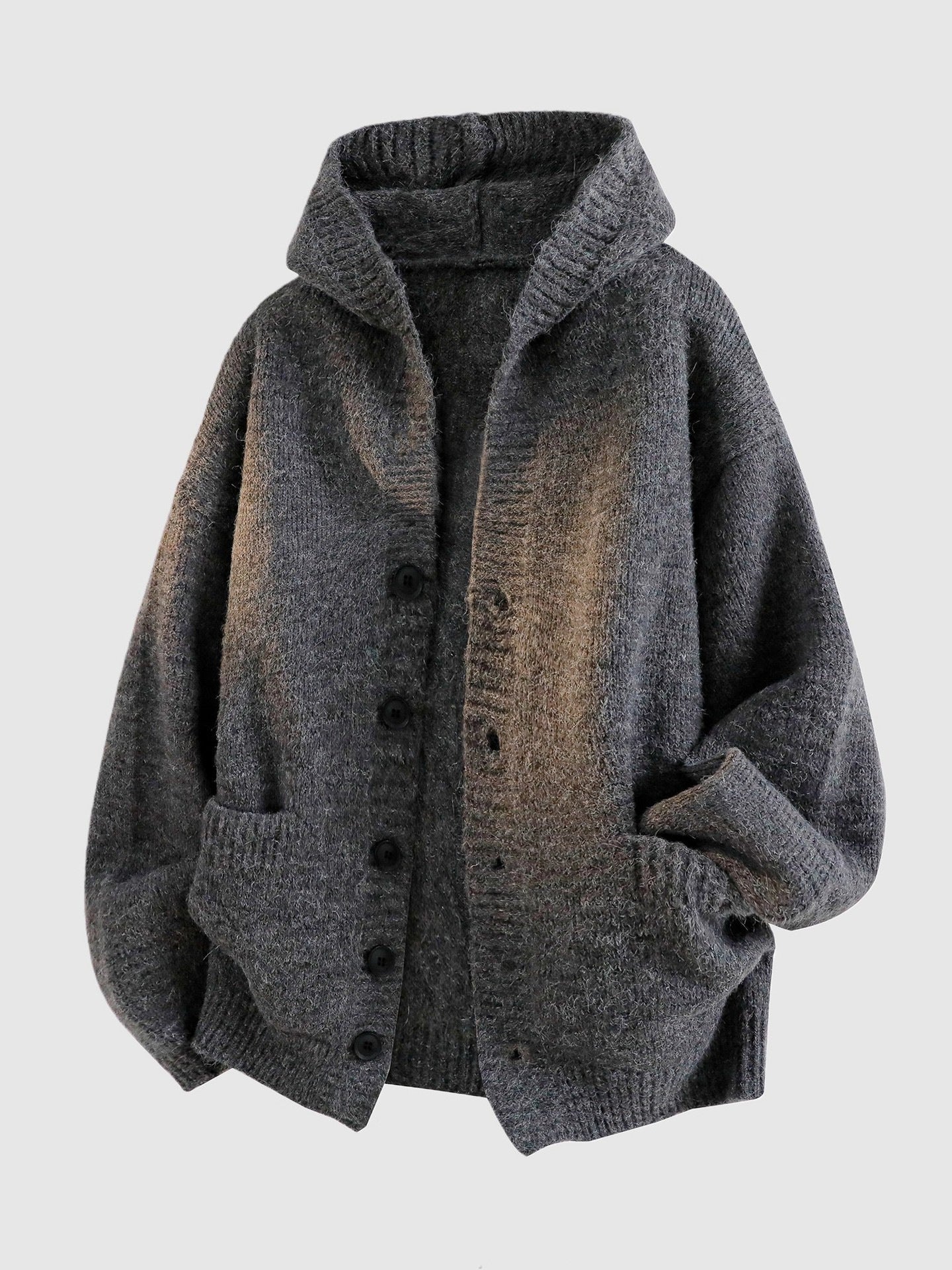 Cardigan Sweater Jacket Men's Autumn and Winter New Trendy Brand Loose Heavy Lazy Style Casual Hooded Knitwear Top