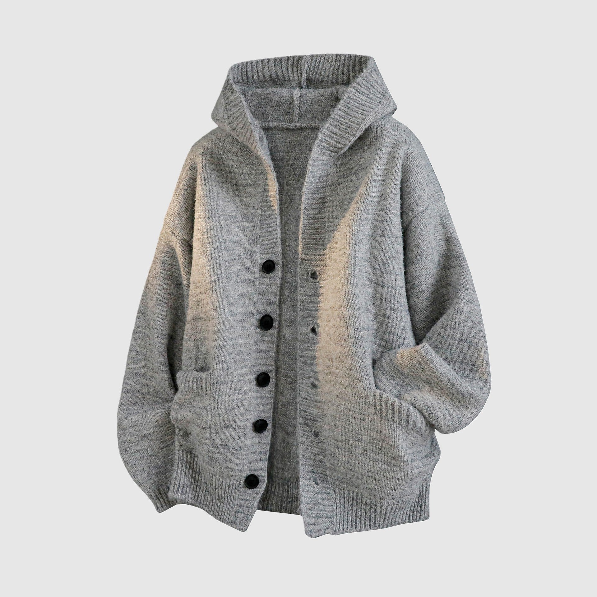 Cardigan Sweater Jacket Men's Autumn and Winter New Trendy Brand Loose Heavy Lazy Style Casual Hooded Knitwear Top