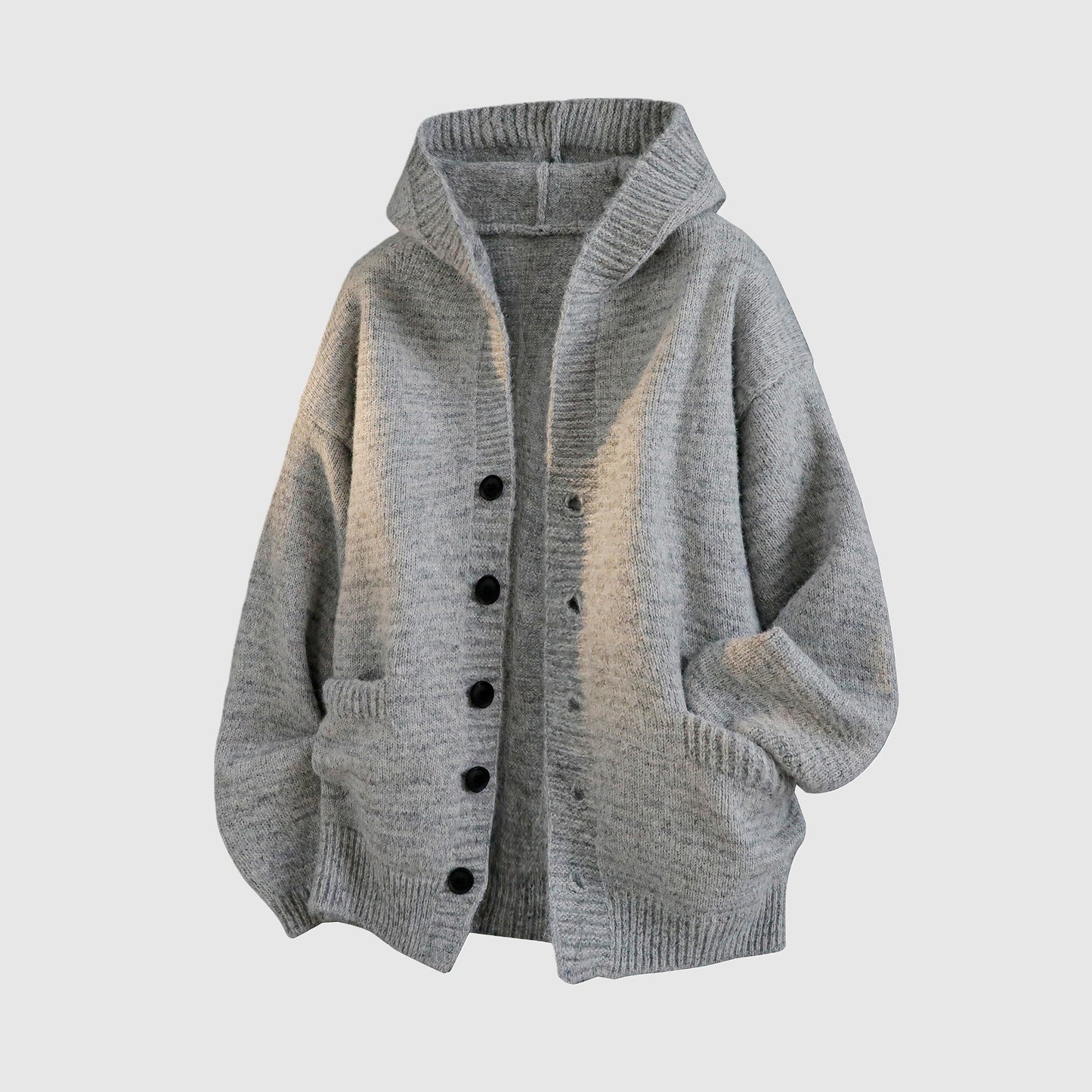Cardigan Sweater Jacket Men's Autumn and Winter New Trendy Brand Loose Heavy Lazy Style Casual Hooded Knitwear Top