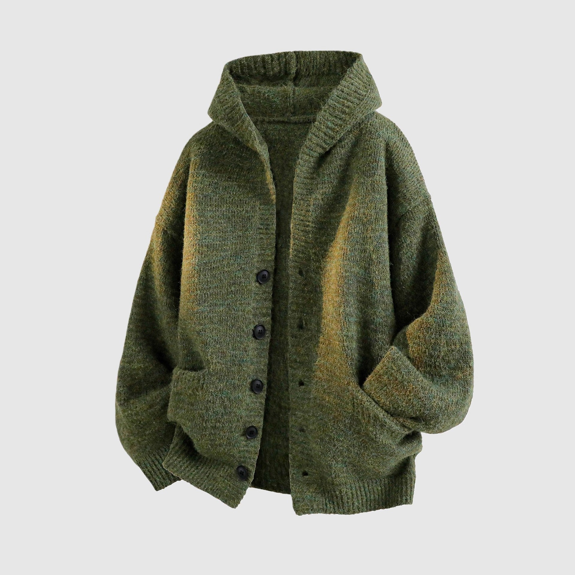 Cardigan Sweater Jacket Men's Autumn and Winter New Trendy Brand Loose Heavy Lazy Style Casual Hooded Knitwear Top