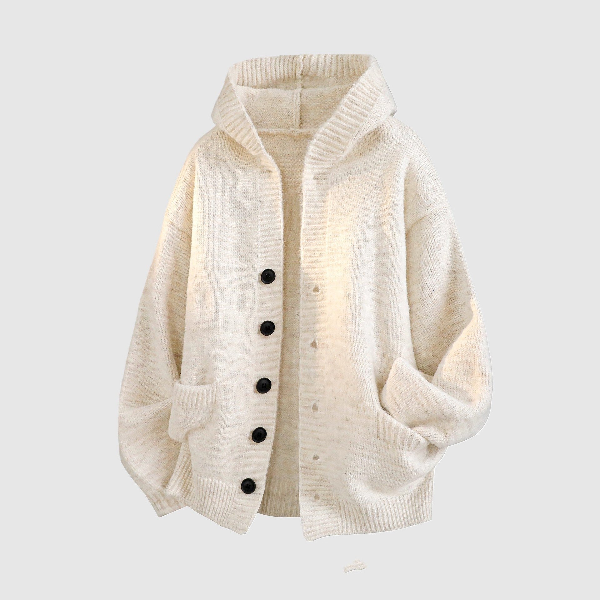 Cardigan Sweater Jacket Men's Autumn and Winter New Trendy Brand Loose Heavy Lazy Style Casual Hooded Knitwear Top