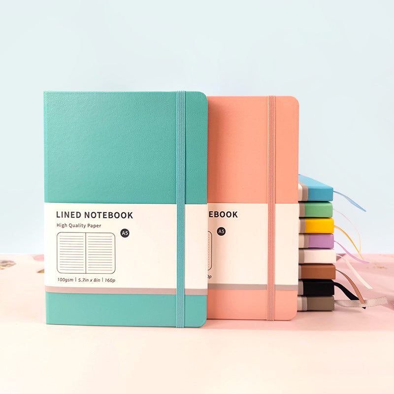Caron-colored strappy notebook