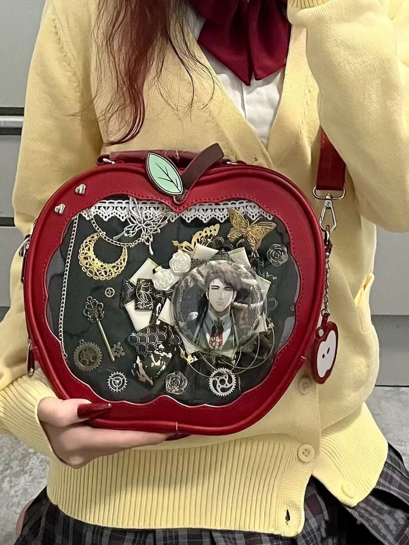 Cartoon Apple Design Transparent Backpack