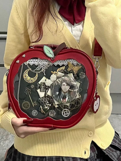 Cartoon Apple Design Transparent Backpack