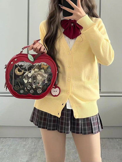 Cartoon Apple Design Transparent Backpack