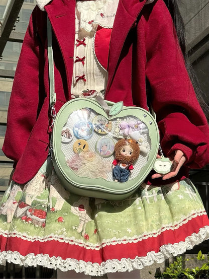 Cartoon Apple Design Transparent Backpack