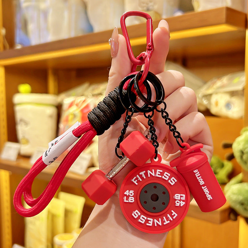Cartoon Barbell Keychain for Sports Enthusiasts