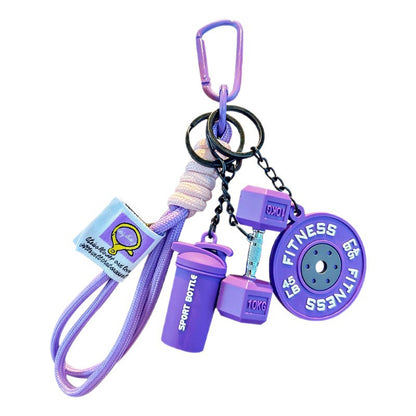 Cartoon Barbell Keychain for Sports Enthusiasts