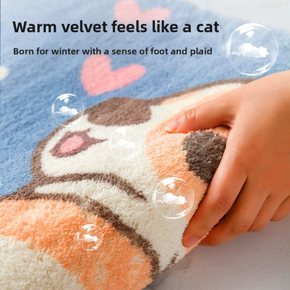 Cartoon bathroom faux cashmere floor mat
