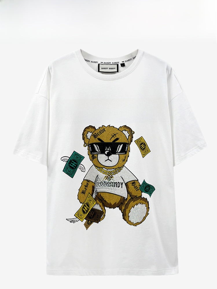 Cartoon bear short-sleeved T-shirt