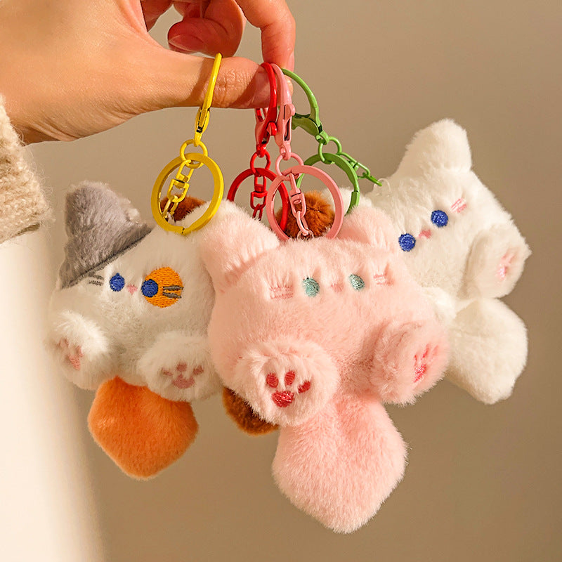 Cartoon Cat Plush Keychain Charm