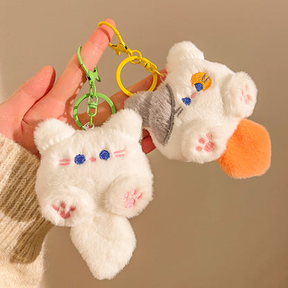 Cartoon Cat Plush Keychain Charm