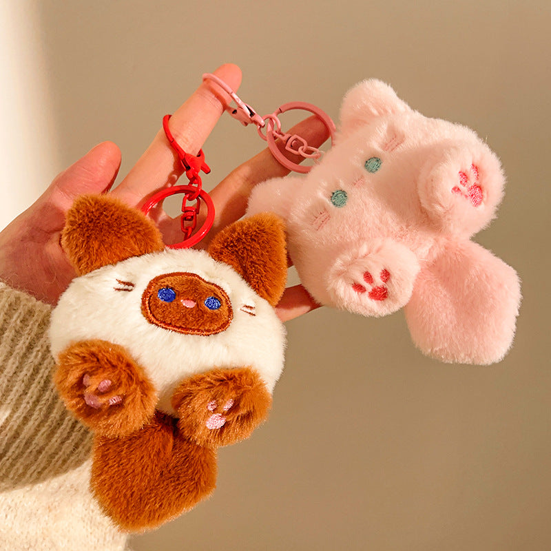 Cartoon Cat Plush Keychain Charm