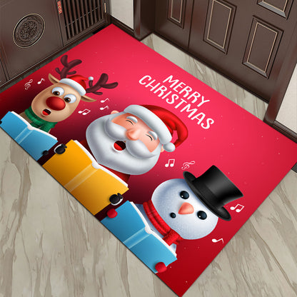 Cartoon Christmas Holiday Floor Mat Santa Claus Decorative Carpet