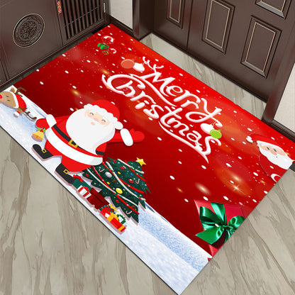 Cartoon Christmas Holiday Floor Mat Santa Claus Decorative Carpet
