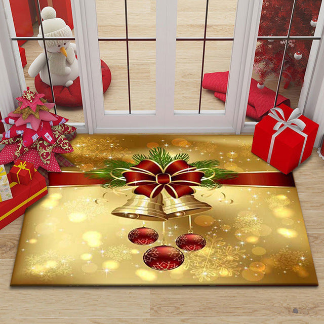 Cartoon Christmas Holiday Floor Mat Santa Claus Decorative Carpet