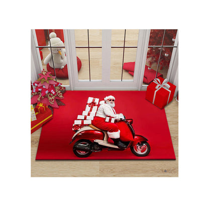 Cartoon Christmas Holiday Floor Mat Santa Claus Decorative Carpet