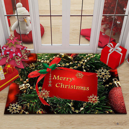 Cartoon Christmas Holiday Floor Mat Santa Claus Decorative Carpet