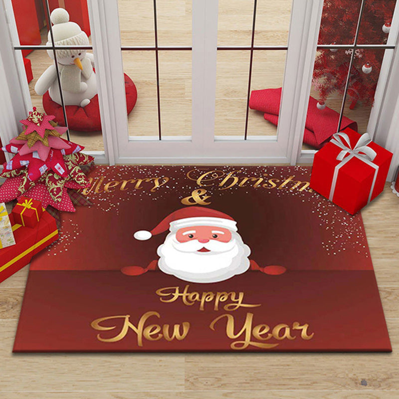 Cartoon Christmas Holiday Floor Mat Santa Claus Decorative Carpet