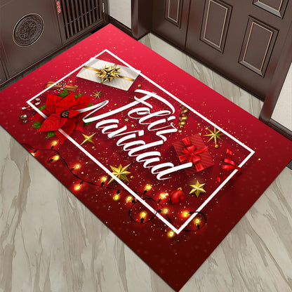 Cartoon Christmas Holiday Floor Mat Santa Claus Decorative Carpet