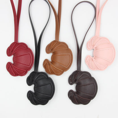 Cartoon Croissant PU Leather Keychain