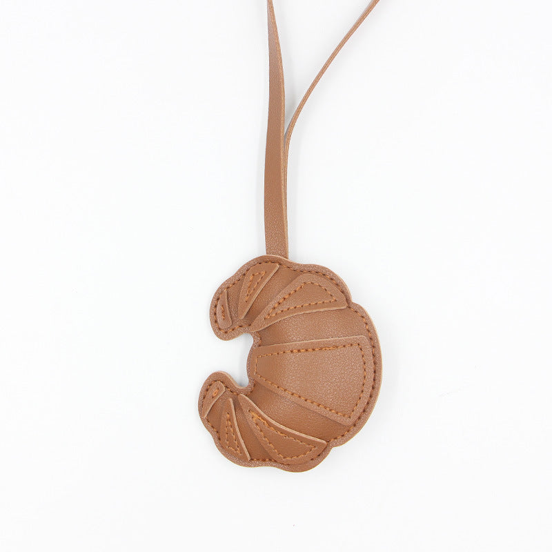 Cartoon Croissant PU Leather Keychain