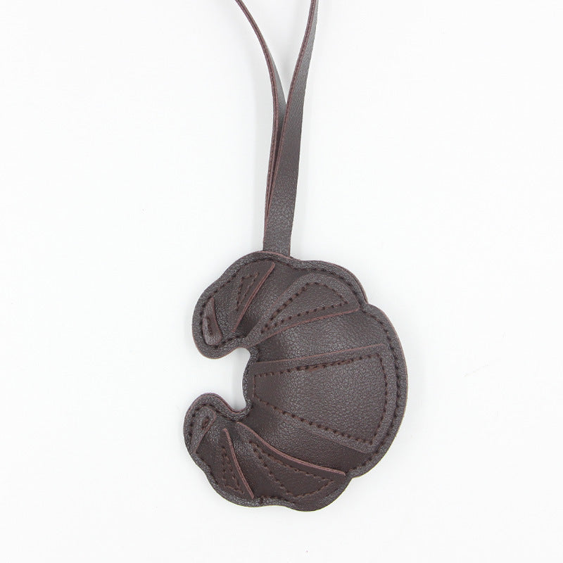 Cartoon Croissant PU Leather Keychain