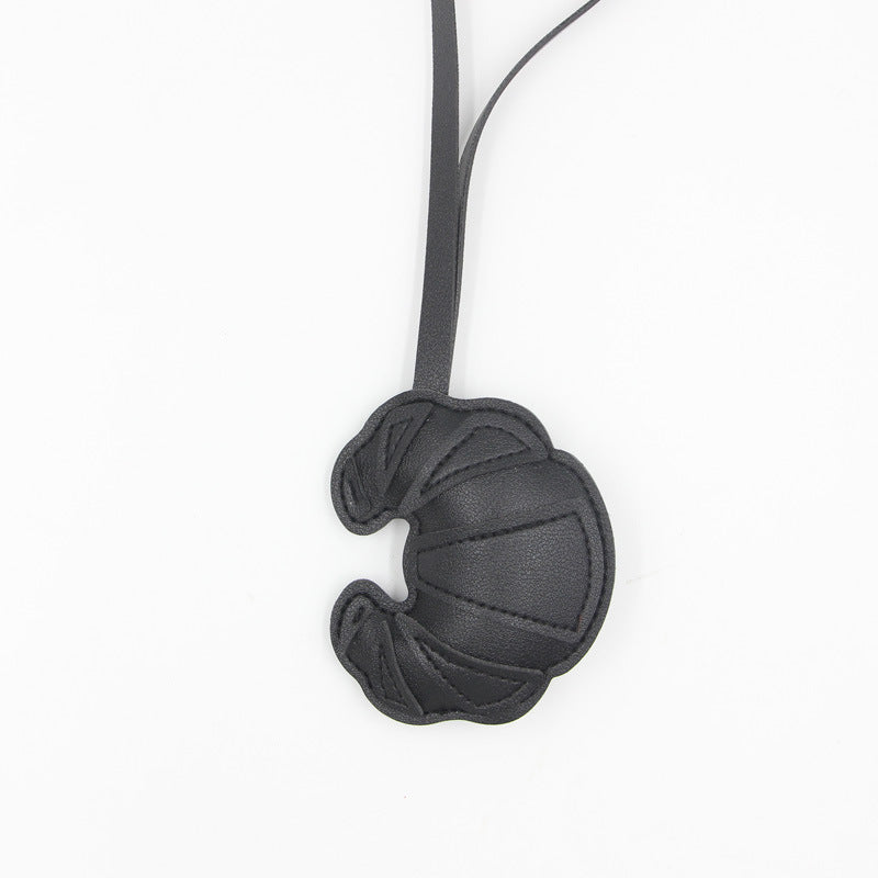 Cartoon Croissant PU Leather Keychain