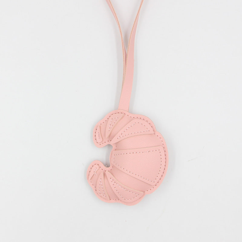Cartoon Croissant PU Leather Keychain