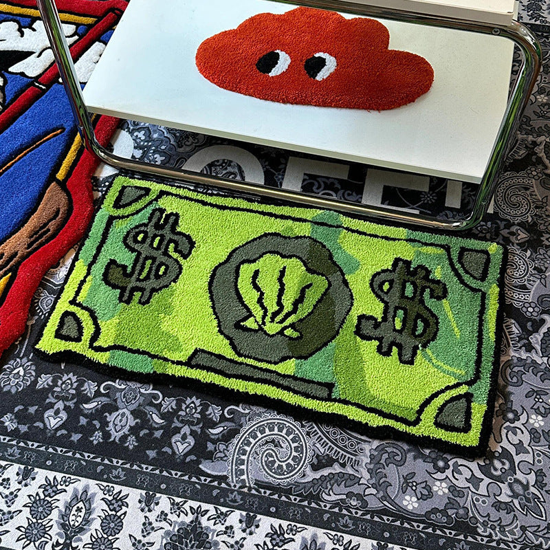Cartoon Currency Faux Cashmere Rug