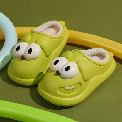 Cartoon cute big-eyed dog waterproof cotton slippers