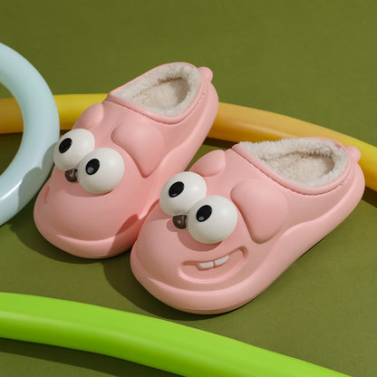 Cartoon cute big-eyed dog waterproof cotton slippers
