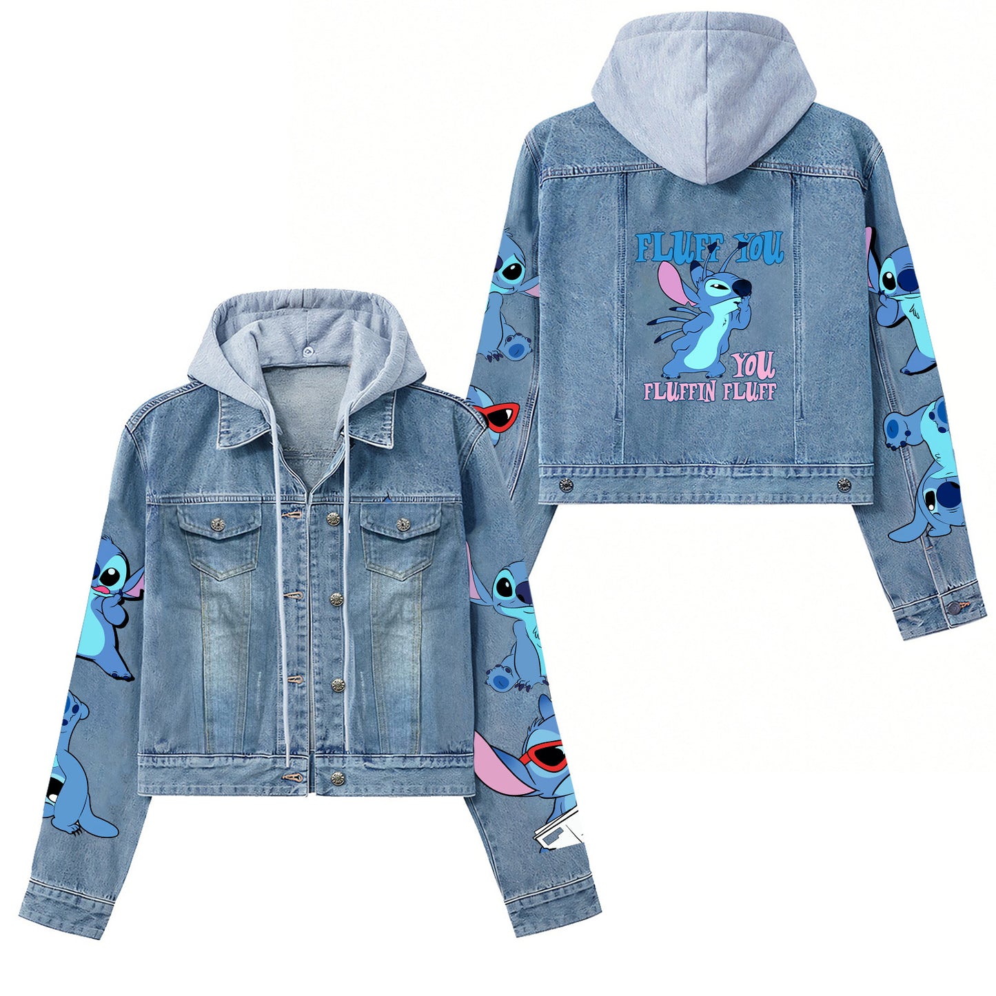 Cartoon Cute Old Washed Jacket for Men and Women Denim Jacket
