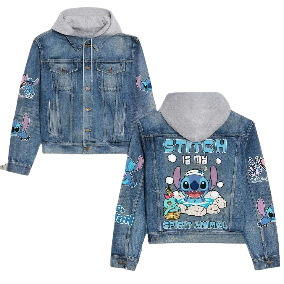 Cartoon Cute Old Washed Jacket for Men and Women Denim Jacket