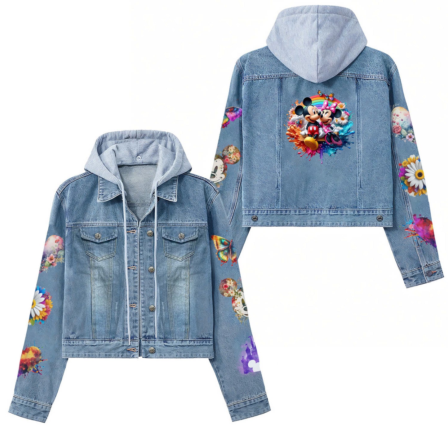 Cartoon Cute Old Washed Jacket for Men and Women Denim Jacket