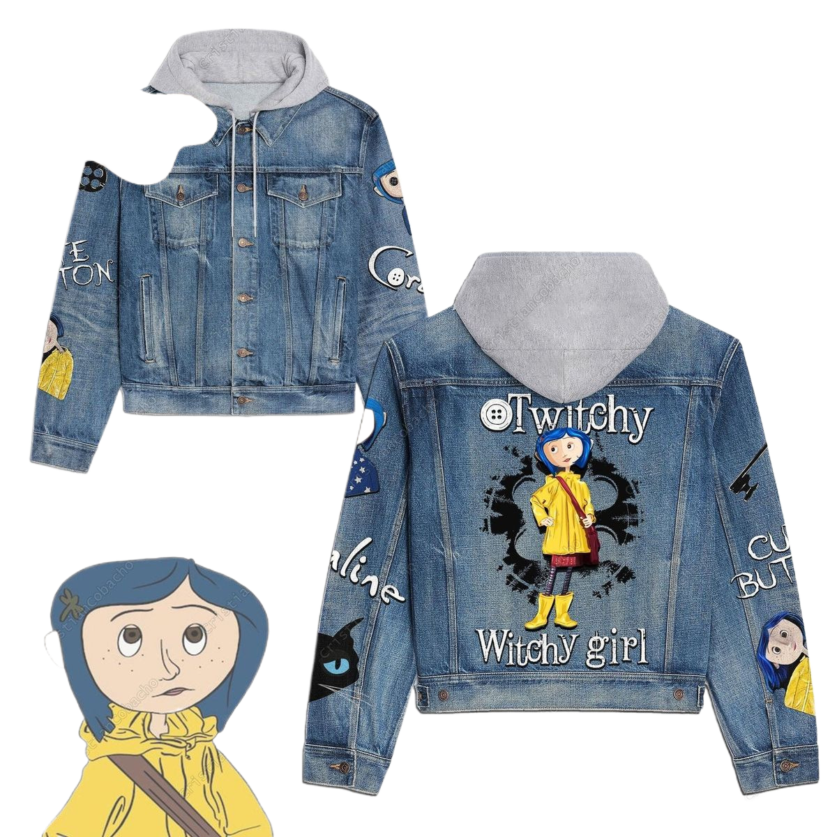 Cartoon Cute Old Washed Jacket for Men and Women Denim Jacket