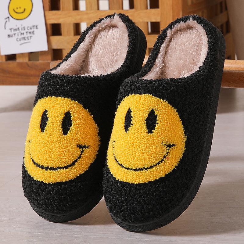 Cartoon cute smiling face couple home slippers, large-sized cotton home slippers for export