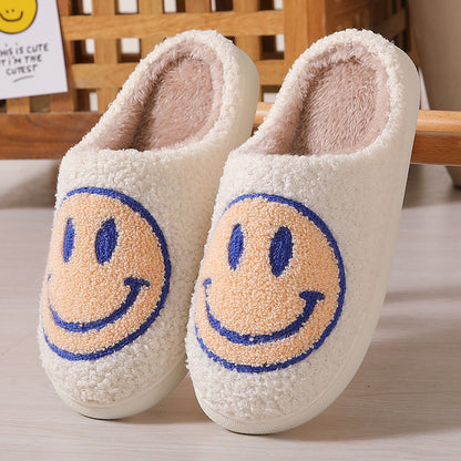 Cartoon cute smiling face couple home slippers, large-sized cotton home slippers for export