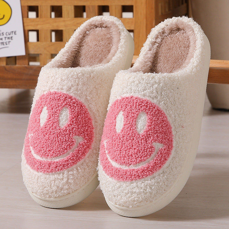 Cartoon cute smiling face couple home slippers, large-sized cotton home slippers for export