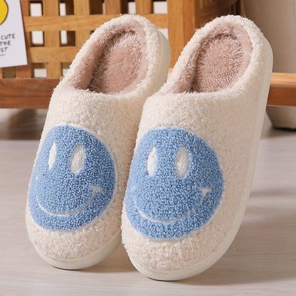 Cartoon cute smiling face couple home slippers, large-sized cotton home slippers for export