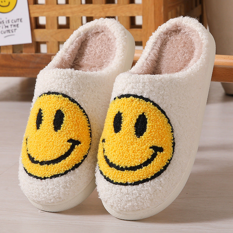 Cartoon cute smiling face couple home slippers, large-sized cotton home slippers for export