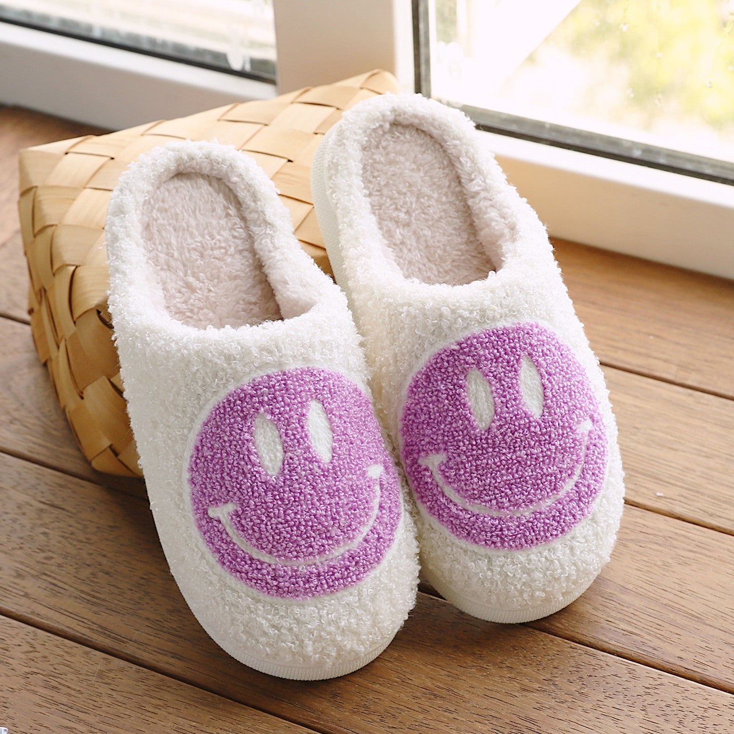 Cartoon cute smiling face couple home slippers, large-sized cotton home slippers for export