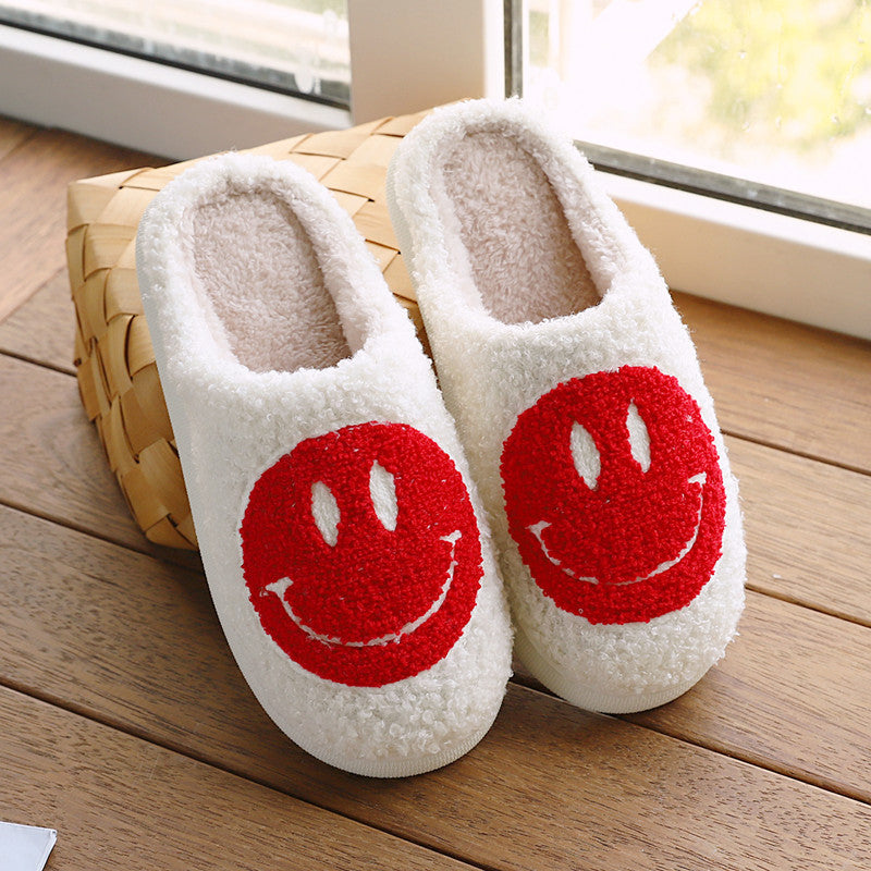 Cartoon cute smiling face couple home slippers, large-sized cotton home slippers for export