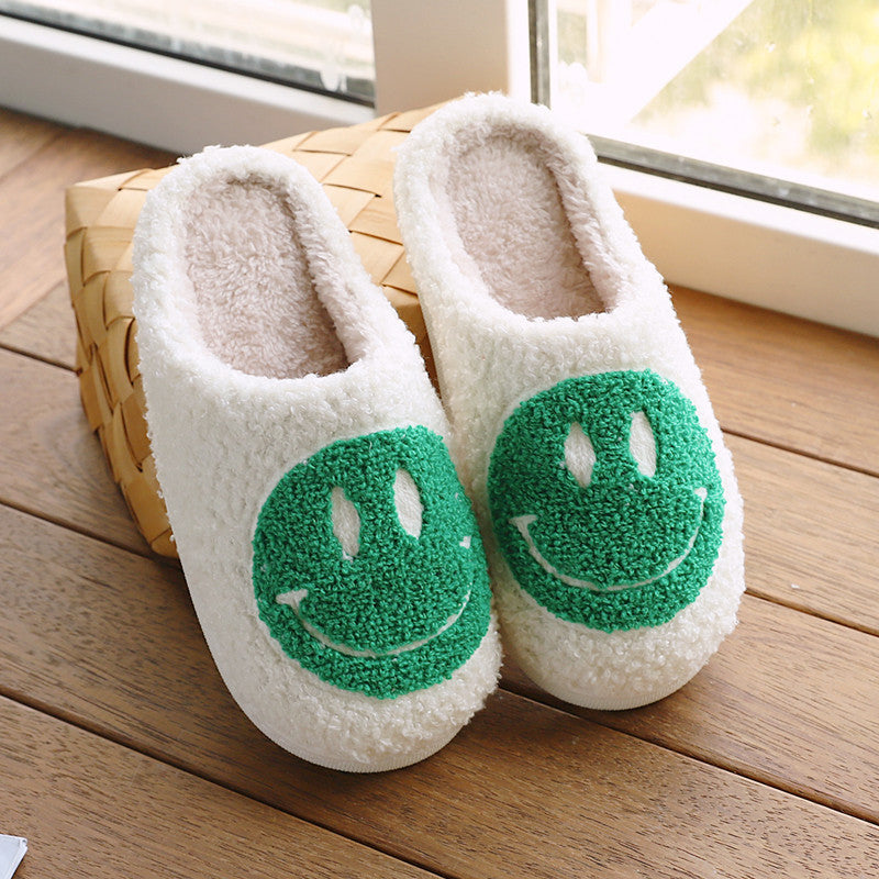 Cartoon cute smiling face couple home slippers, large-sized cotton home slippers for export