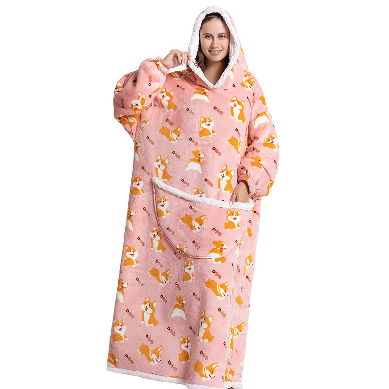 Cartoon Hooded Flannel Pajamas for Winter