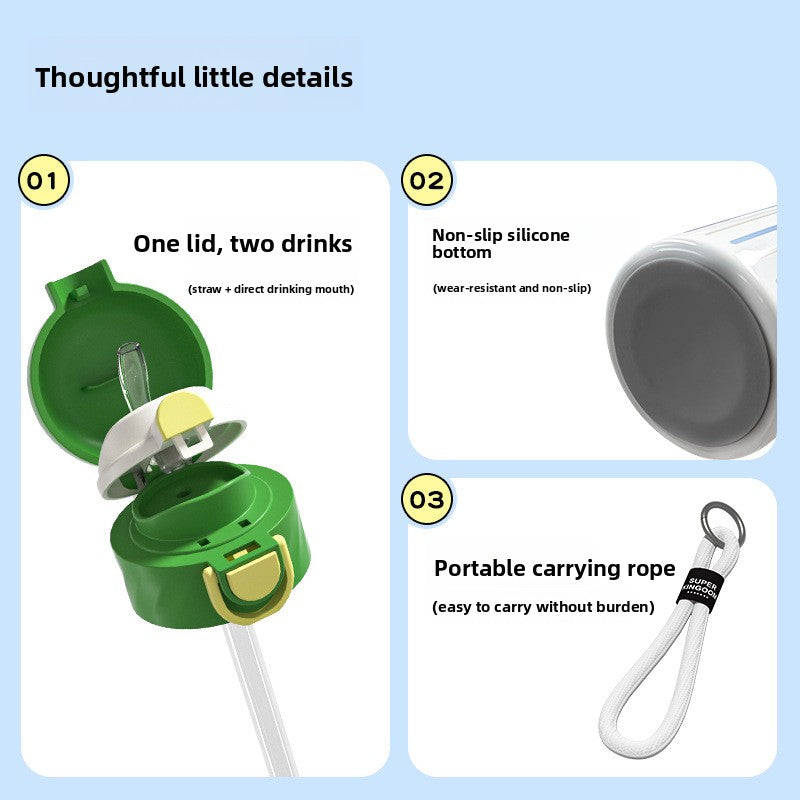 Cartoon Insulated Water Bottle with Straw