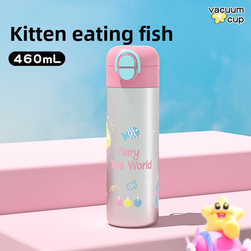 Cartoon Insulated Water Bottle with Straw